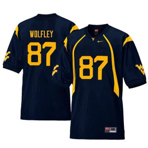 Men's West Virginia Mountaineers NCAA #87 Stone Wolfley Navy Authentic Nike Retro Stitched College Football Jersey BI15J82RS